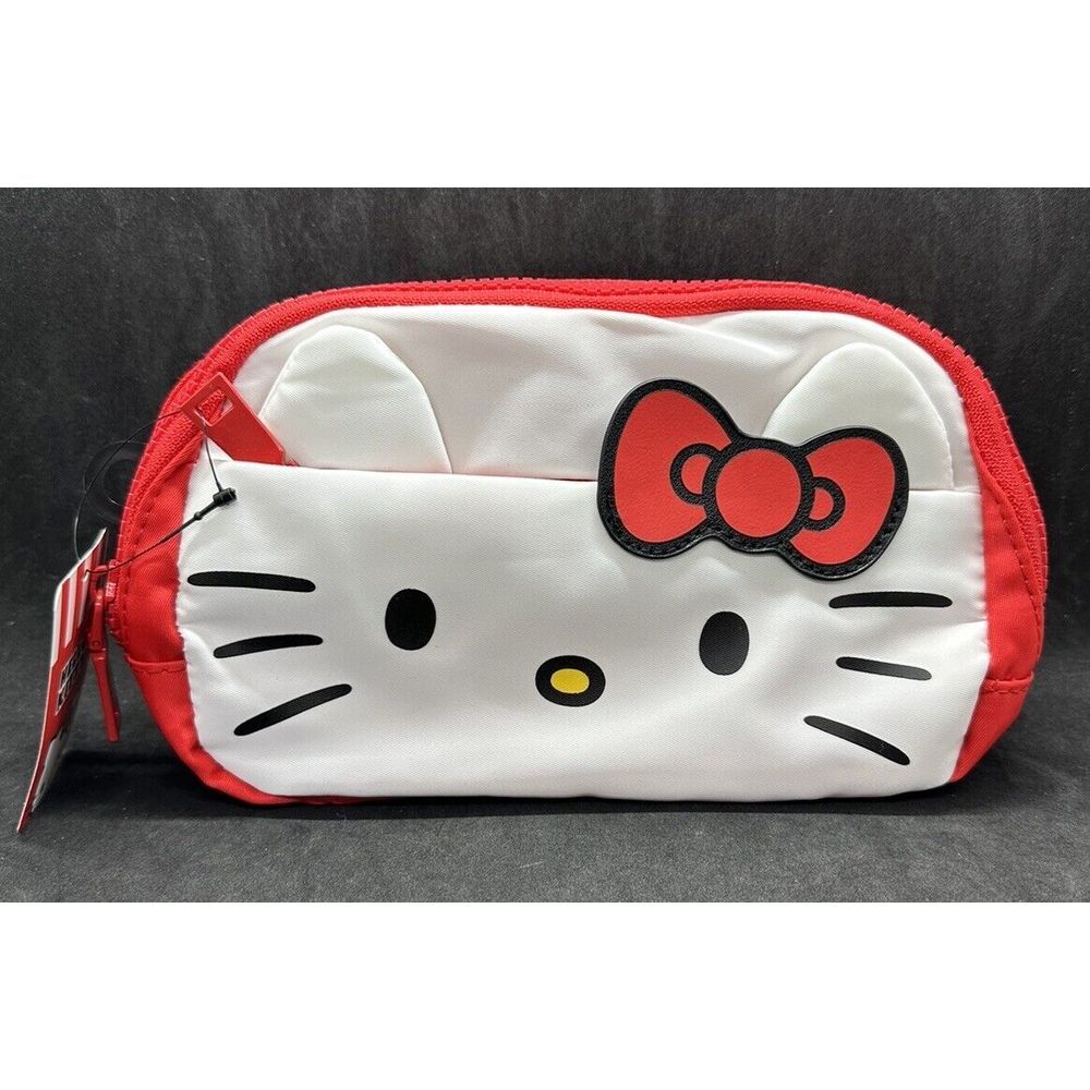 Hello Kitty Sanrio Fanny Bag.  Red/White With Lots‎ Of Zippers And Pockets NWT
